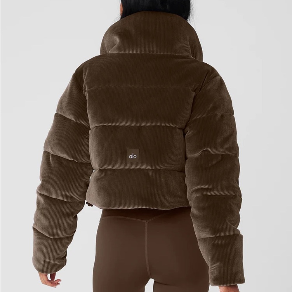 Alo Yoga Ribbed Velour Gold Rush Puffer in macchiato Small - Picture 4 of 8